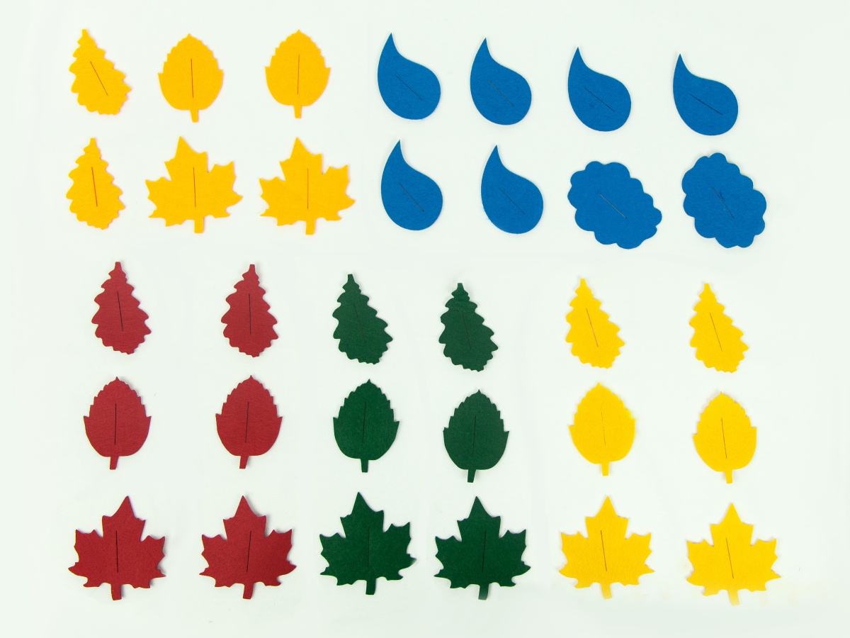Аксессуары для жилета с 32 пуговицами: листья, тучки и капельки (32 фигуры)