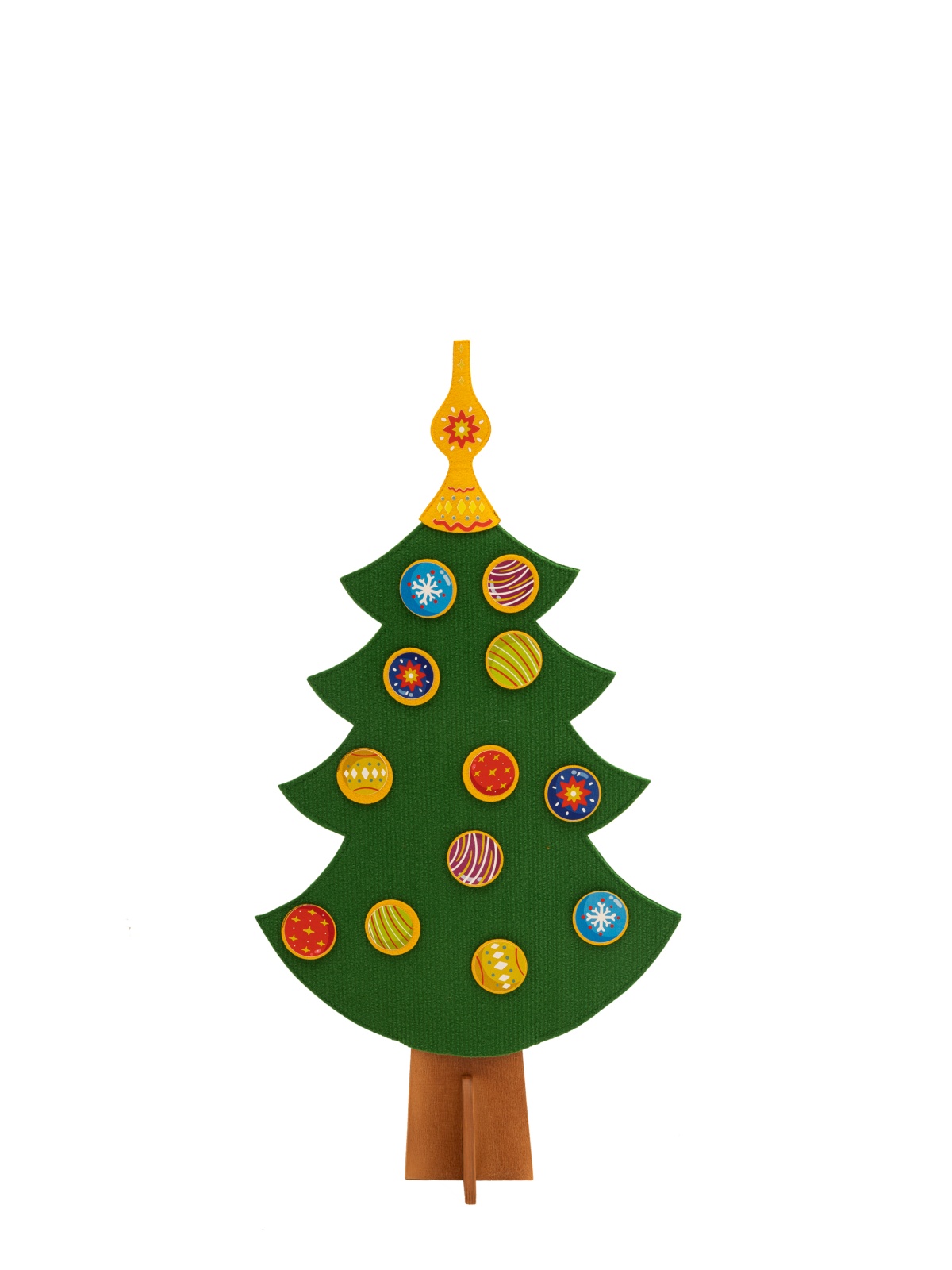 Набор Новогодняя ель (ель - чехол, 12 шаров, верхушка, 12 снежинок, 7 сугробов) Малый