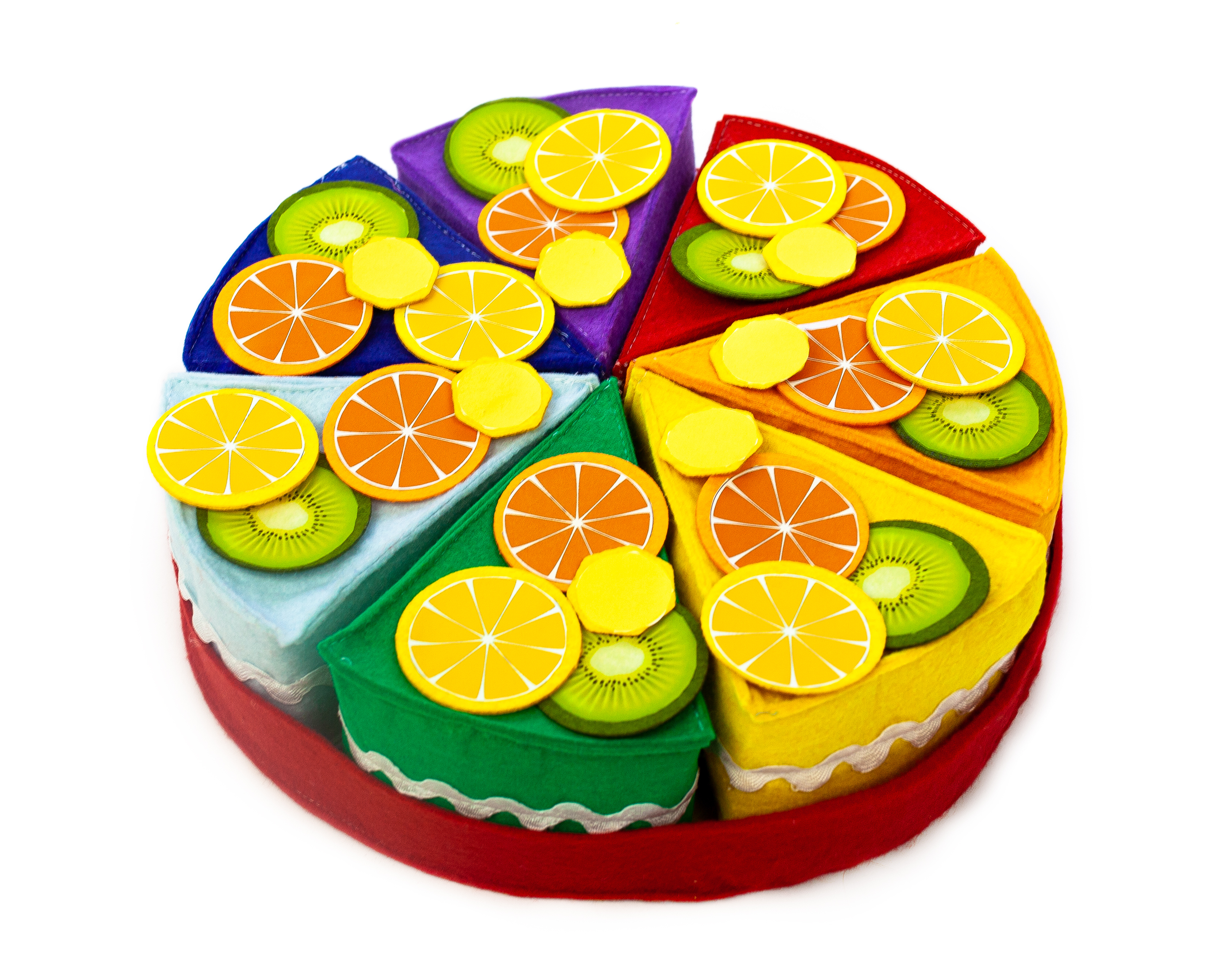 Радужный тортик с фруктами и зефирками