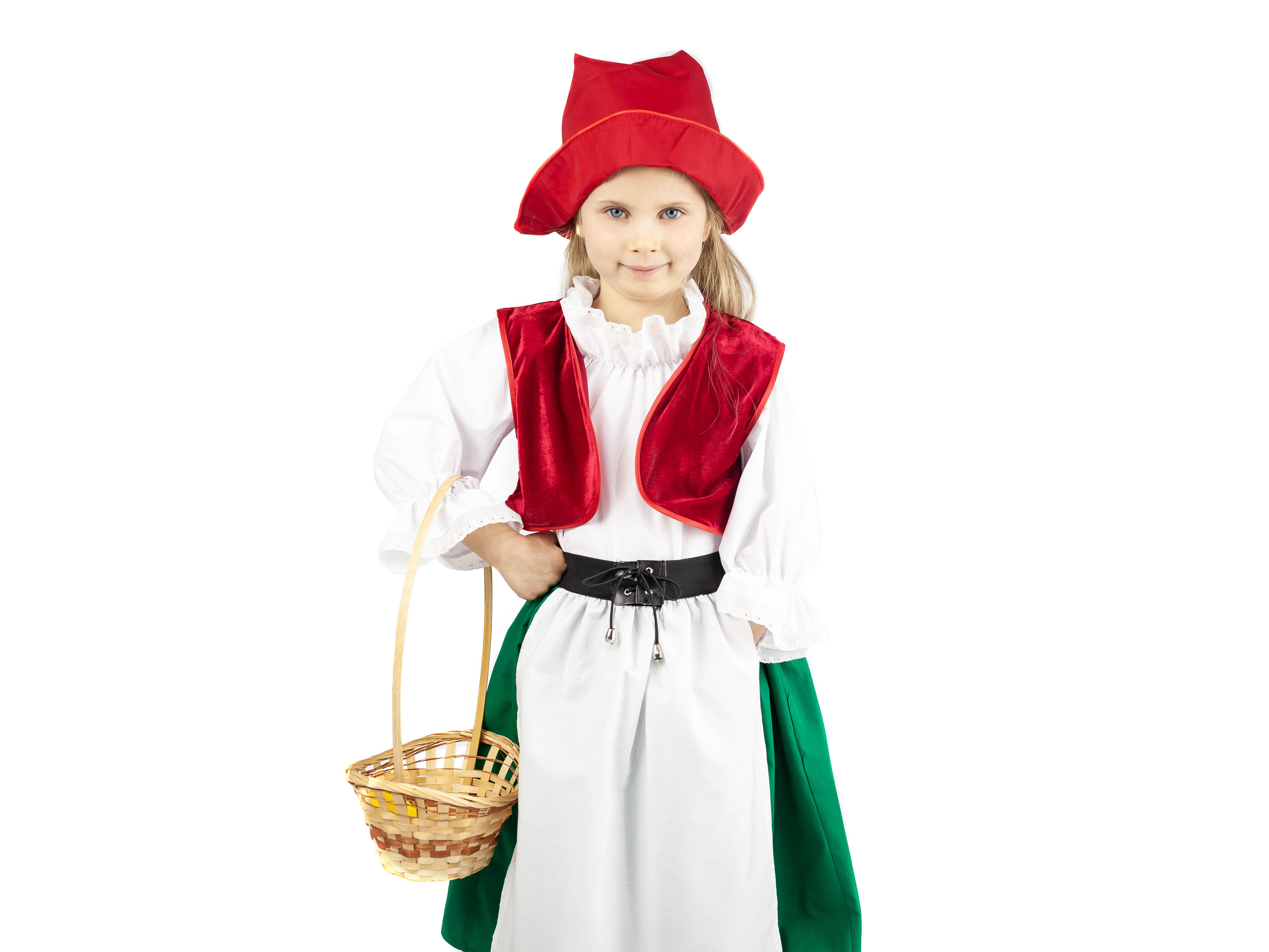 Красная шапочка (юбка с передником на широком поясе с имитацией корсета